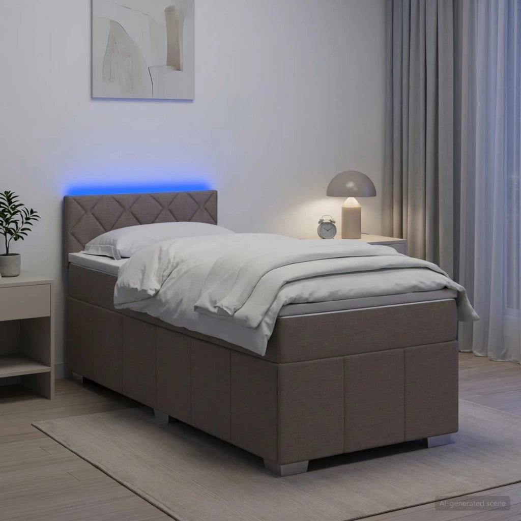Letto box spring con materasso Tortora 100 x 200 cm Tessuto 3452618