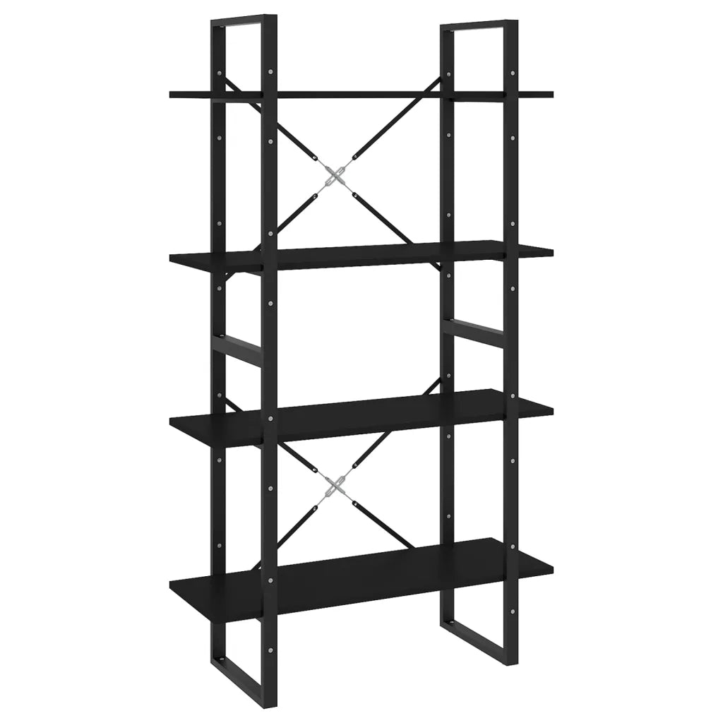 Libreria a 4 Ripiani Nera 80x30x140 cm in Legno Multistrato 806458