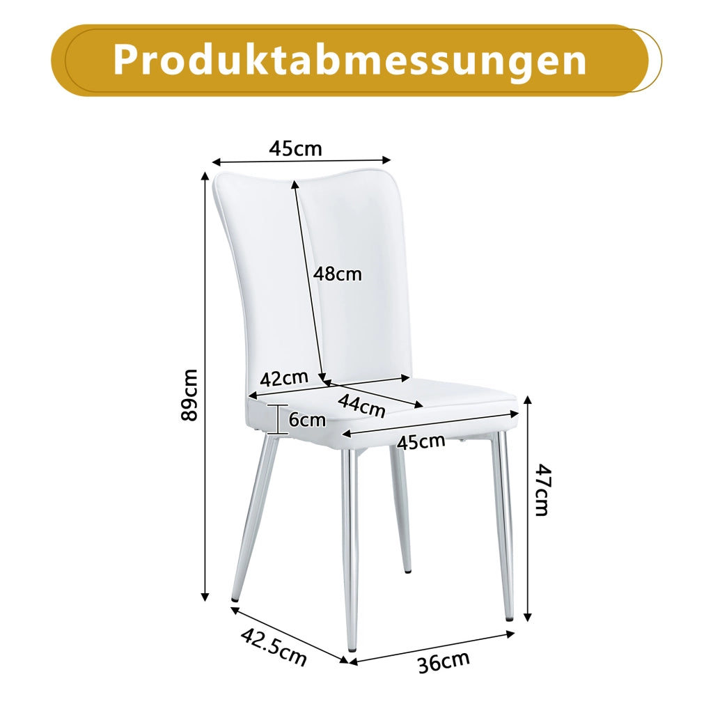 Sedie da pranzo set da 2 con schienale ergonomico imbottitura in schiuma piedini regolabili in pu bianco argento