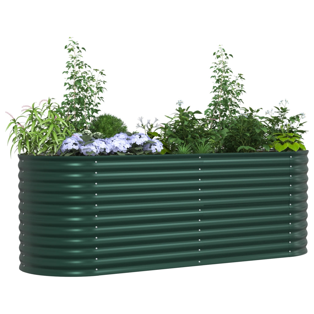 Letto da Giardino Rialzato Verde 240x80x81 cm in Acciaio Zincato