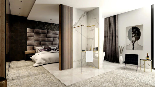 Parete Doccia Rea Aero Gold Brush N 110 Walk In + Evo