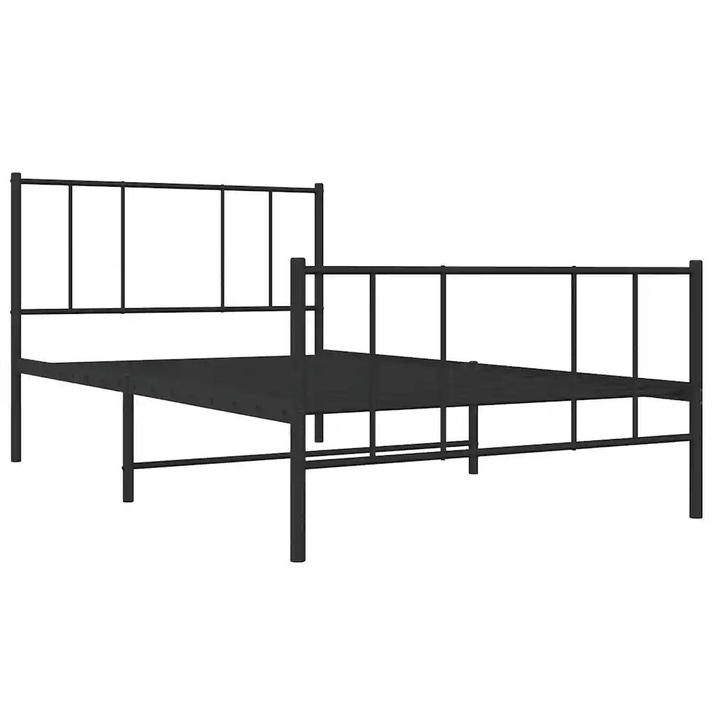 Giroletto con Testiera e Pediera Metallo Nero 90x190 cm 352490