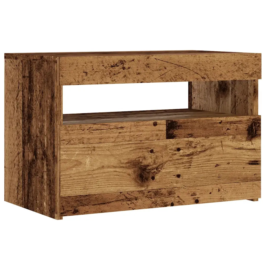 Mobile Porta TV con LED Legno Antico 60x35x40 cm Multistrato