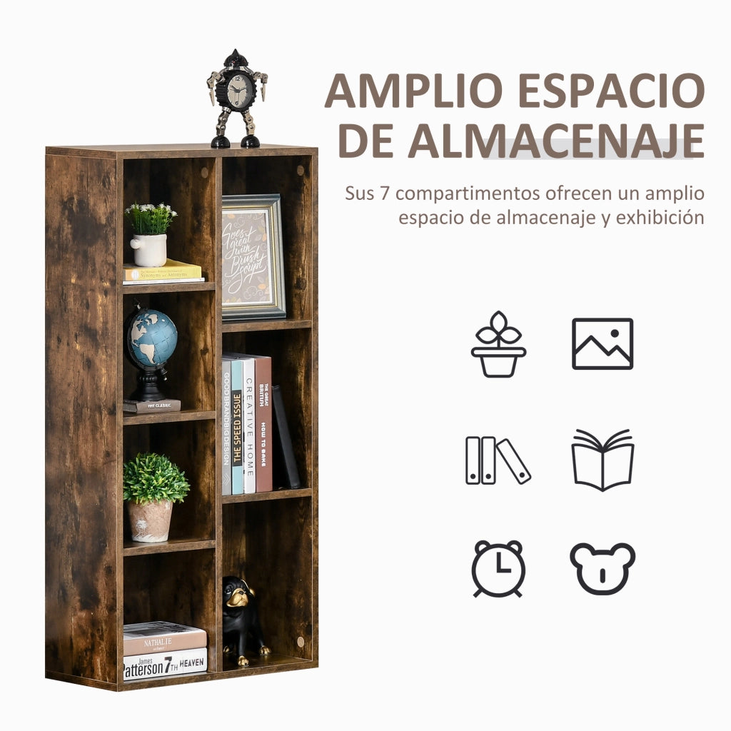 Libreria Rustica in Legno con 7 Ripiani ¨C Zephmum ¨C Marrone 50x24x106 cm