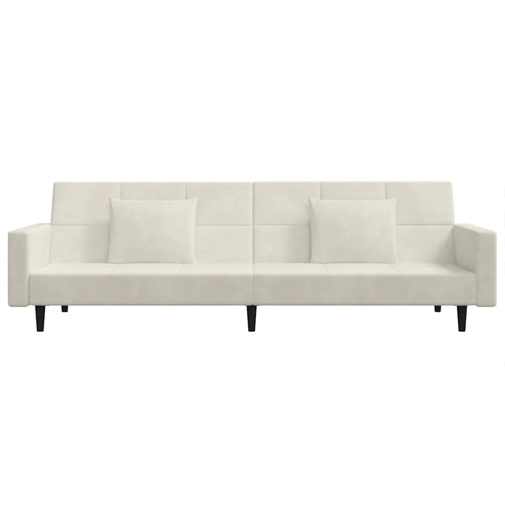 Divano letto | Sof¨¤ letto | Letto singolo a 2 Posti con 2 Cuscini Crema in Velluto