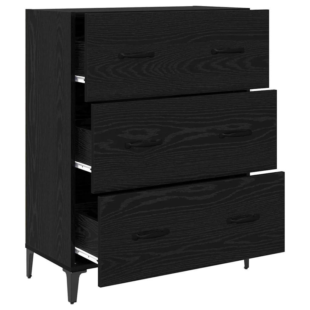 Credenza con Cassetto-Buffet-Armadio da cucina Rovere Nero 69,5 x 34 x 90 cm 355289