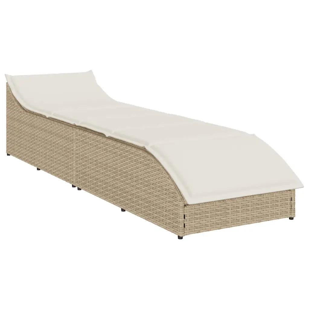 Lettino Prendisole Pieghevole con Cuscino e Portaoggetti Beige 4104224