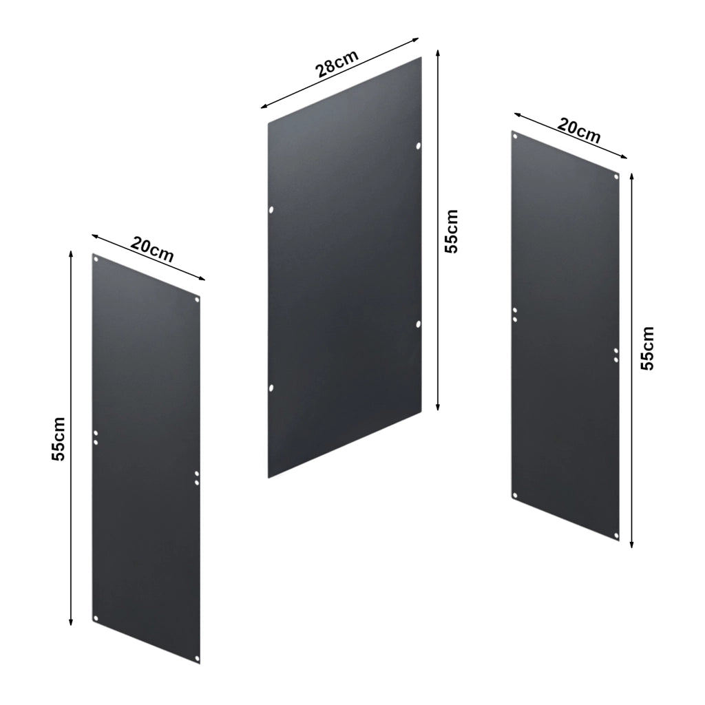 Set Nostened di 3 Mensole da Muro 28 x 28 x 20 cm con Pannello Posteriore e Laterale in Acciaio - Nero [en.casa]