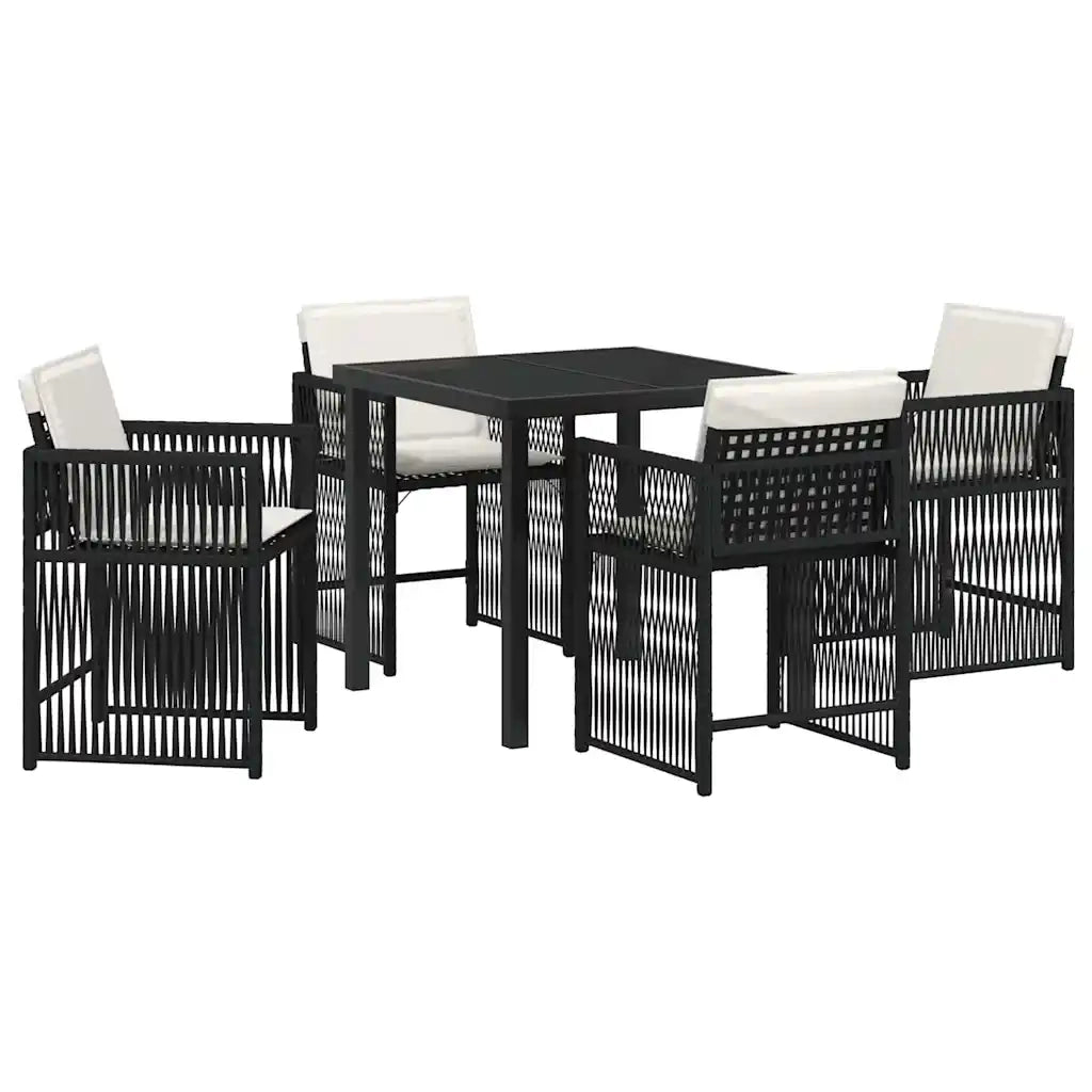Set da Pranzo per Giardino 5 pcs Nero polyrattan 3380769