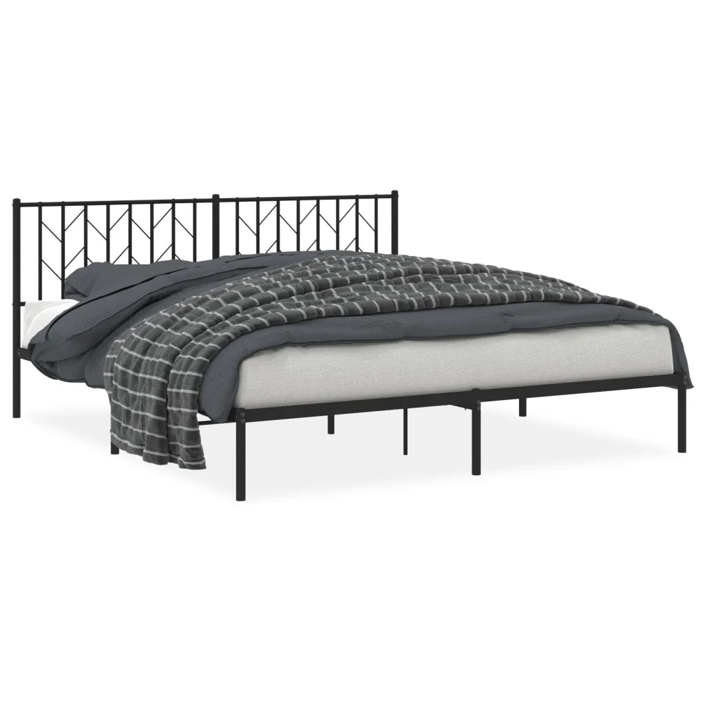 Giroletto con Testiera-Struttura Letto con testiera in Metallo Nero 183x213 cm 401029