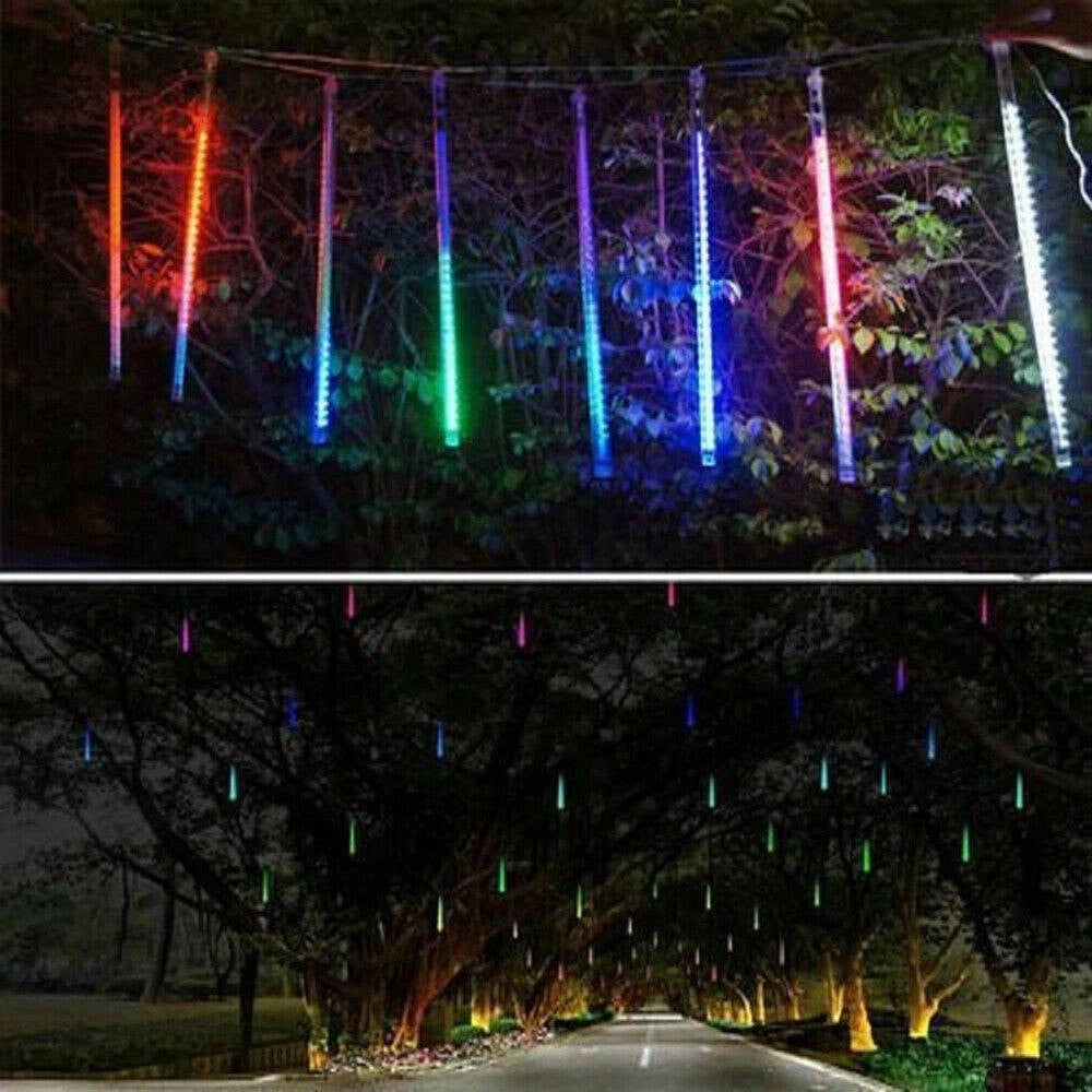 Trade Shop - Luci Di Natale Esterno Natalizi Led Effetto Pioggia Stella Cadente Meteoriti Rgb -
