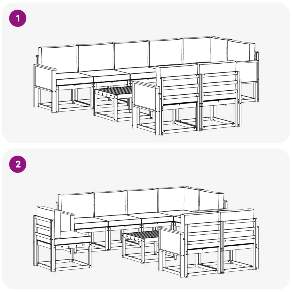 Set di divani da esterno 9 pz Naturale e Crema Poliestere 3385336