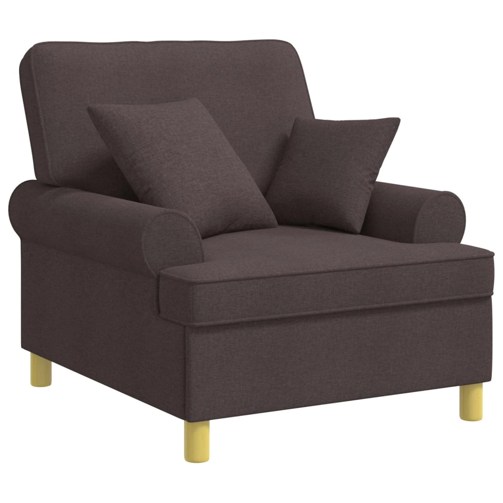 Poltrona XL con Cuscini Marrone Scuro Tessuto 42043487