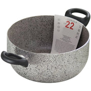 Trade Shop - Casseruola A Doppio Manico Nero Pentola Con Diametro Da 18-20-22-24 Cm Antiaderente Cucina -    -22 Cm   -