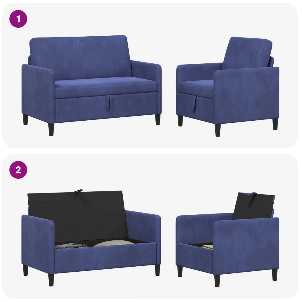 Set di Divani con Storage 2 pz Blu Polizia Poliestere 3429174