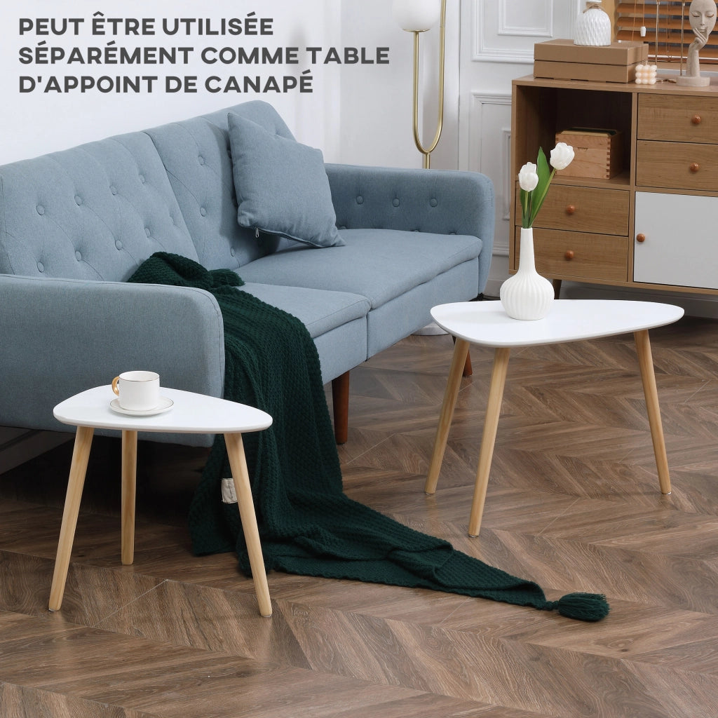 Set 2 tavolini da caff¨¨ impilabili ¨C Xylo ¨C legno bianco stile scandinavo