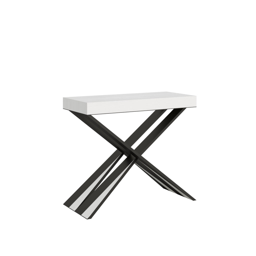 Consolle allungabile 90x40/300 cm Diagis Bianco Frassino telaio Antracite