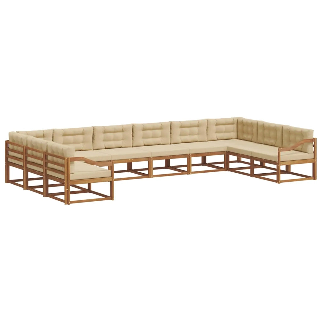 Set di divani da esterno con cuscino 10 pcs Naturale e Beige 3368256