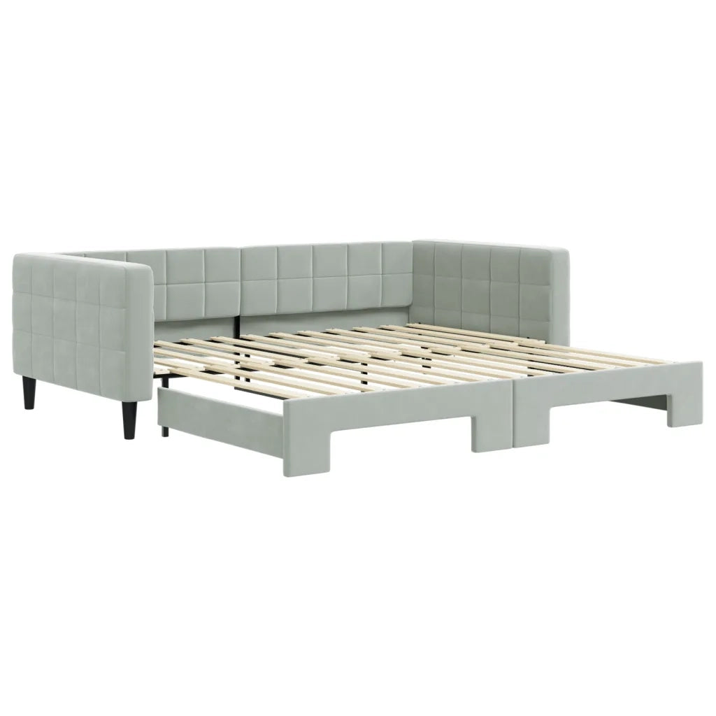 Divano Letto con Letto Estraibile-Sofa Letto-Daybed Grigio Chiaro 100x200 Velluto 279931