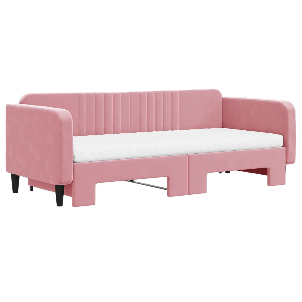 Divano Letto Estraibile con Materassi Rosa 90x200 cm Velluto 3197090
