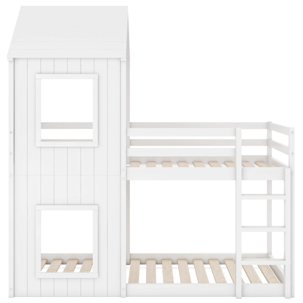 Letto a castello per bambini 90x200 cm in pino massello e MDF bianco
