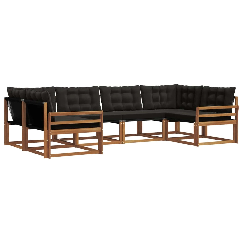 Set di divani da esterno con cuscino 6 pcs Naturale e Nero 3369795