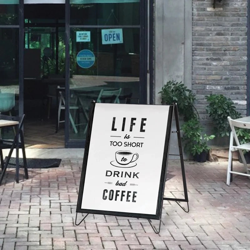 Cavalletto bifacciale in metallo con maniglia personalizzabile - Cavalletto e 2 Pannelli Personalizzati
