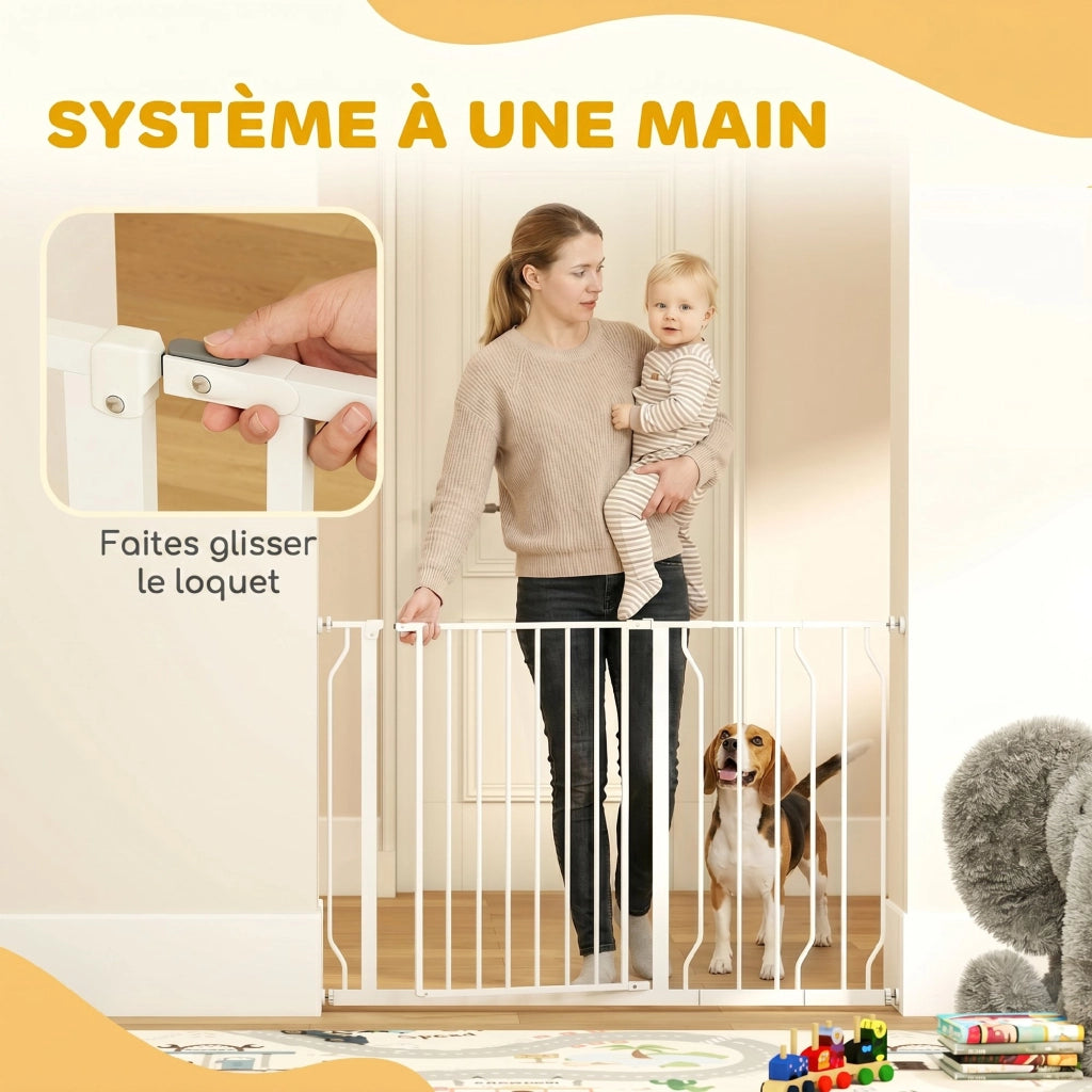 Barriera per Animali Domestici Regolabile ¨C Zephmum ¨C 75-115x76 cm Bianco