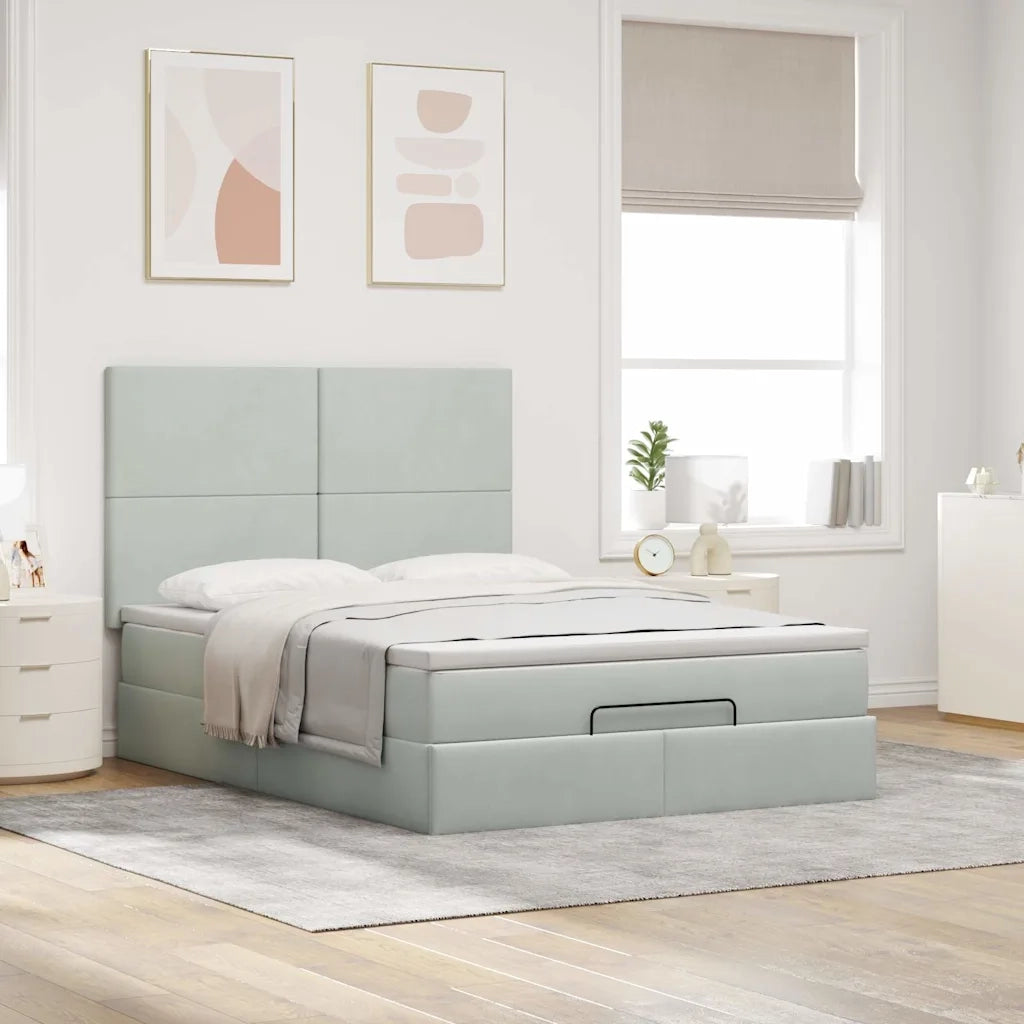 Struttura Letto Pouf con Materassi 140x190 cm Velluto 3314246