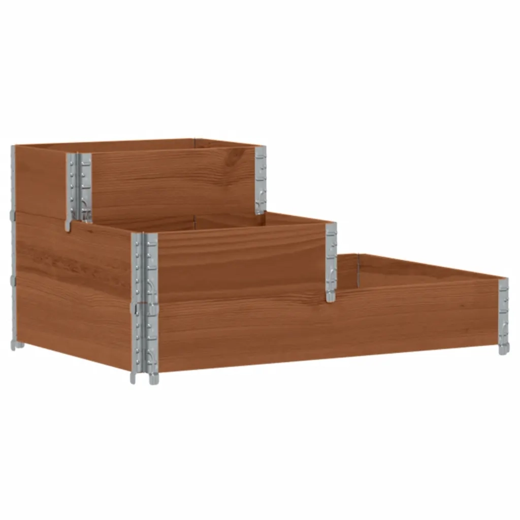 Fioriera | Cassetta per fiori | Vaso Rialzata a 3 Livelli Marrone 120x80 cm Legno di Pino
