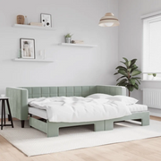 Divano Letto Estraibile Materassi Grigio Chiaro 90x190 Velluto 3196728