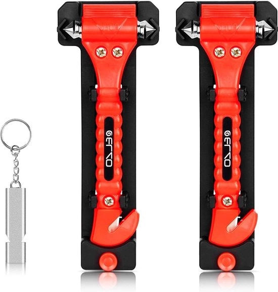 Kit di Emergenza per Auto 2 Pezzi - Attrezzatura di Fuga Chiave a Batteria Taglia Cintura Fischietto di Emergenza
