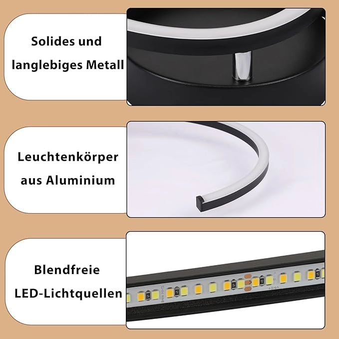 ZMH Lampada da soffitto plafoniera LED moderna nera 24W 3000K bianco caldo per soggiorno