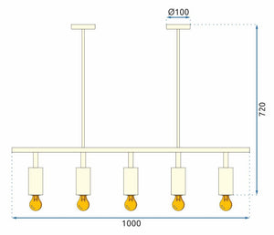 Lampada Pensile Metallo Gold Loft APP612-5C