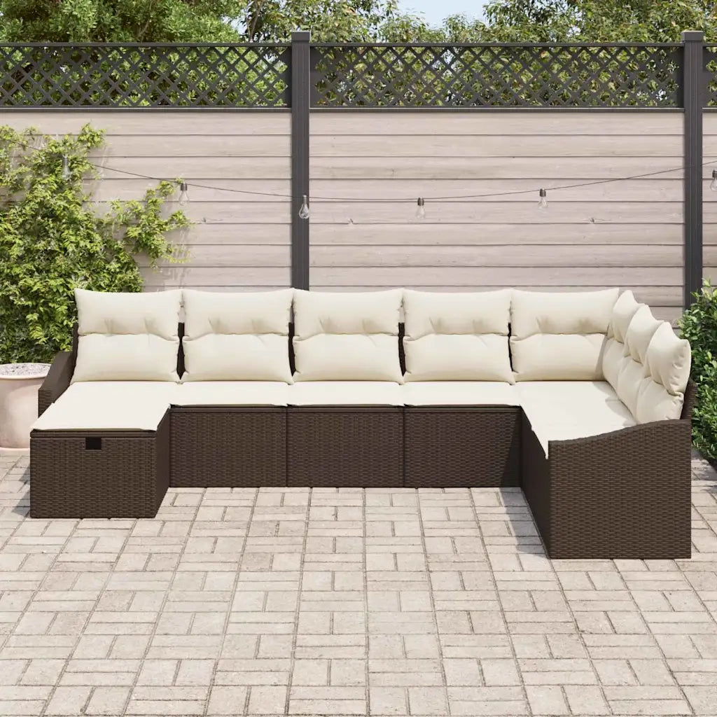 Set Divano da Giardino con cuscino 8 pcs polyrattan