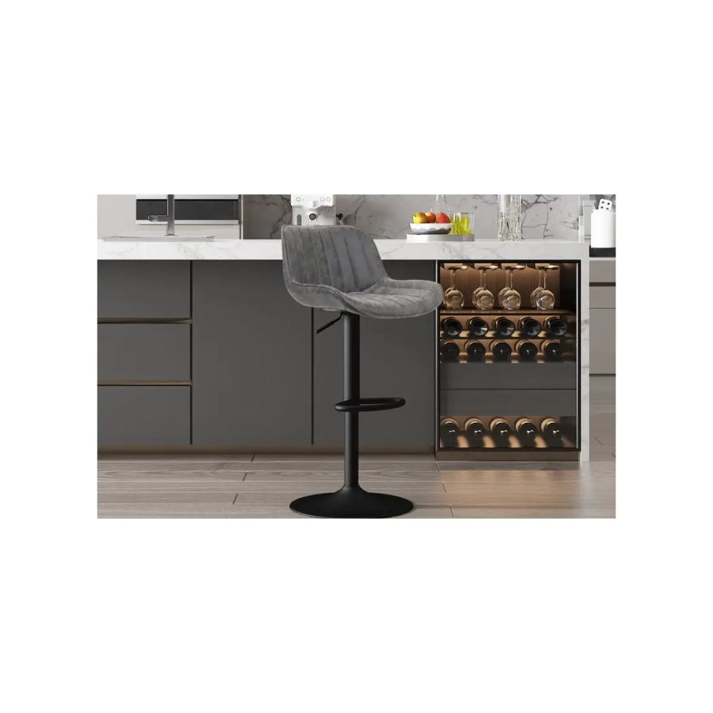 Sgabello da bar ZENA - Stile vintage - PU grigio - Seduta confortevole e di design