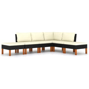 Set di mobili da giardino mobili da esterno 6 pezzi con cuscini resina intrecciata nera 02_0016923