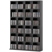 Mobile Porta CD con Ripiani Regolabili per 456 CD o 336 DVD, 24 Scomparti, 89x20x130.5 cm, Nero