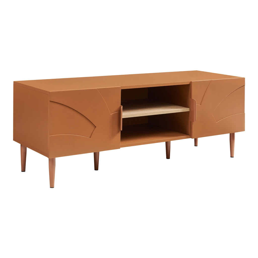 Mobile TV Starvili con Ante e Scomparti Aperti 120x40x45 cm color Ruggine [en.casa]