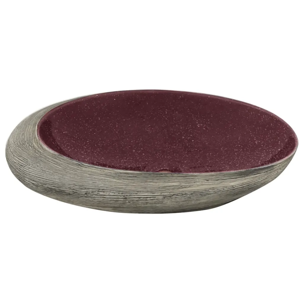 Lavabo da Appoggio Viola e Grigio Ovale 59x40x14 cm Ceramica 155092