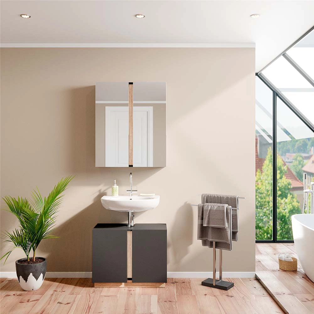 Vicco Set di mobili da bagno Antracite 2 parti