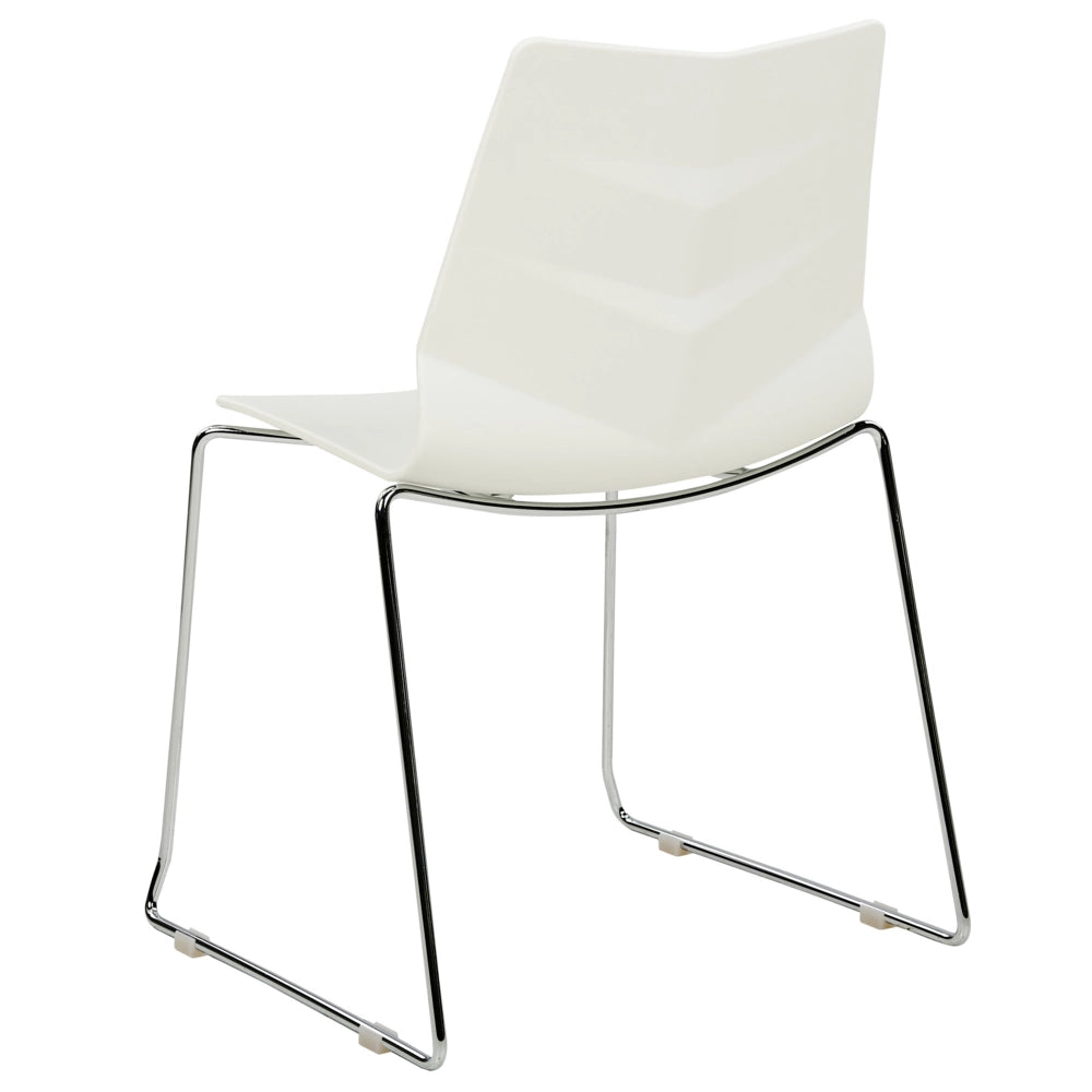 Set di 4 sedie da pranzo bianche impilabili con braccioli in plastica con gambe in acciaio Sedie da conferenza Design scandinavo moderno e contemporaneo Sedute per la sala da pranzo