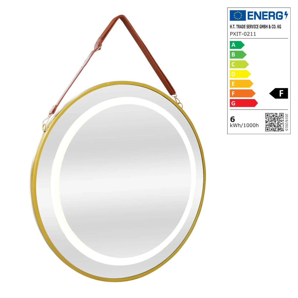 Specchio decorativo moderno a LED con corda 70 x 70 x 4 cm oro 03_0010153