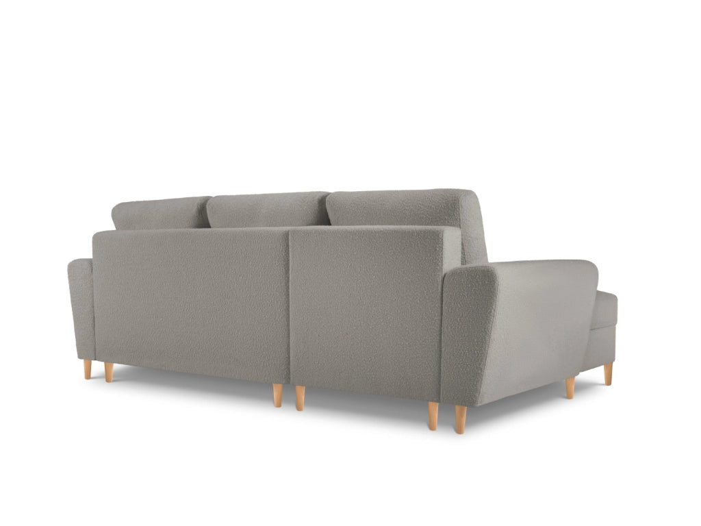 Cosmopolitan Design - Divano convertibile angolare sinistro con contenitore "Kyoto" 4 posti in bouclé grigio 