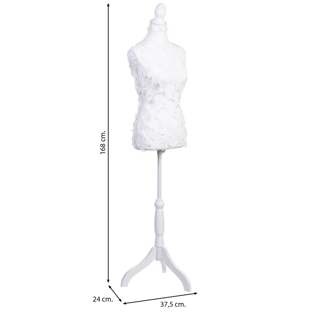 Manichino in legno e schiuma 24x37,5x168h cm Bianco