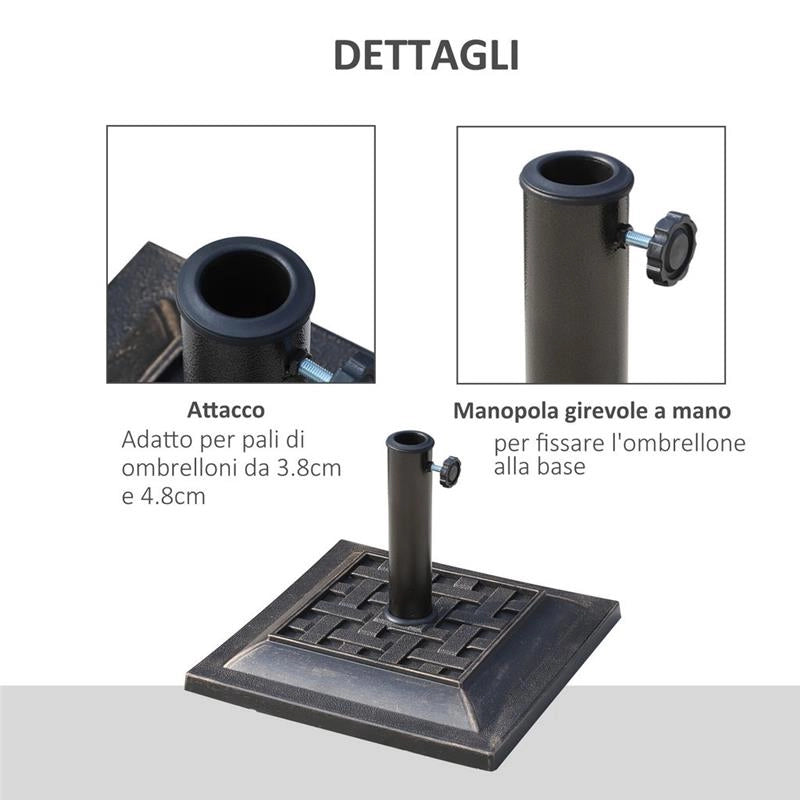 BASE PER OMBRELLONE DA GIARDINO IN RESINA E ACCIAIO VINTAGE 44X44X32CM NERO