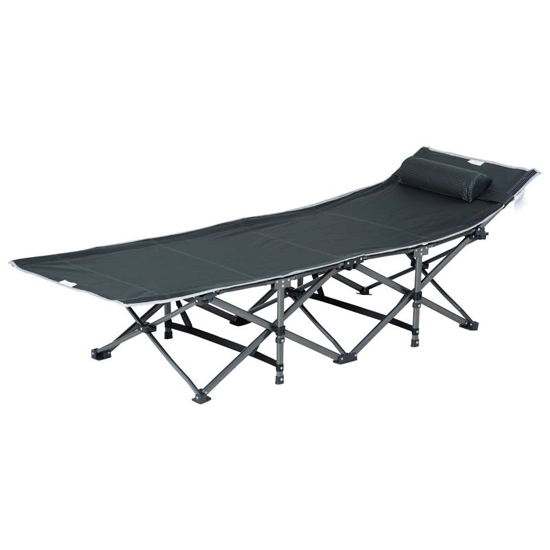 LETTINO DA CAMPEGGIO PIEGHEVOLE E IMBOTTITO CON TASCA PORTAOGGETTI, 188X64.5X53 CM, GRIGIO