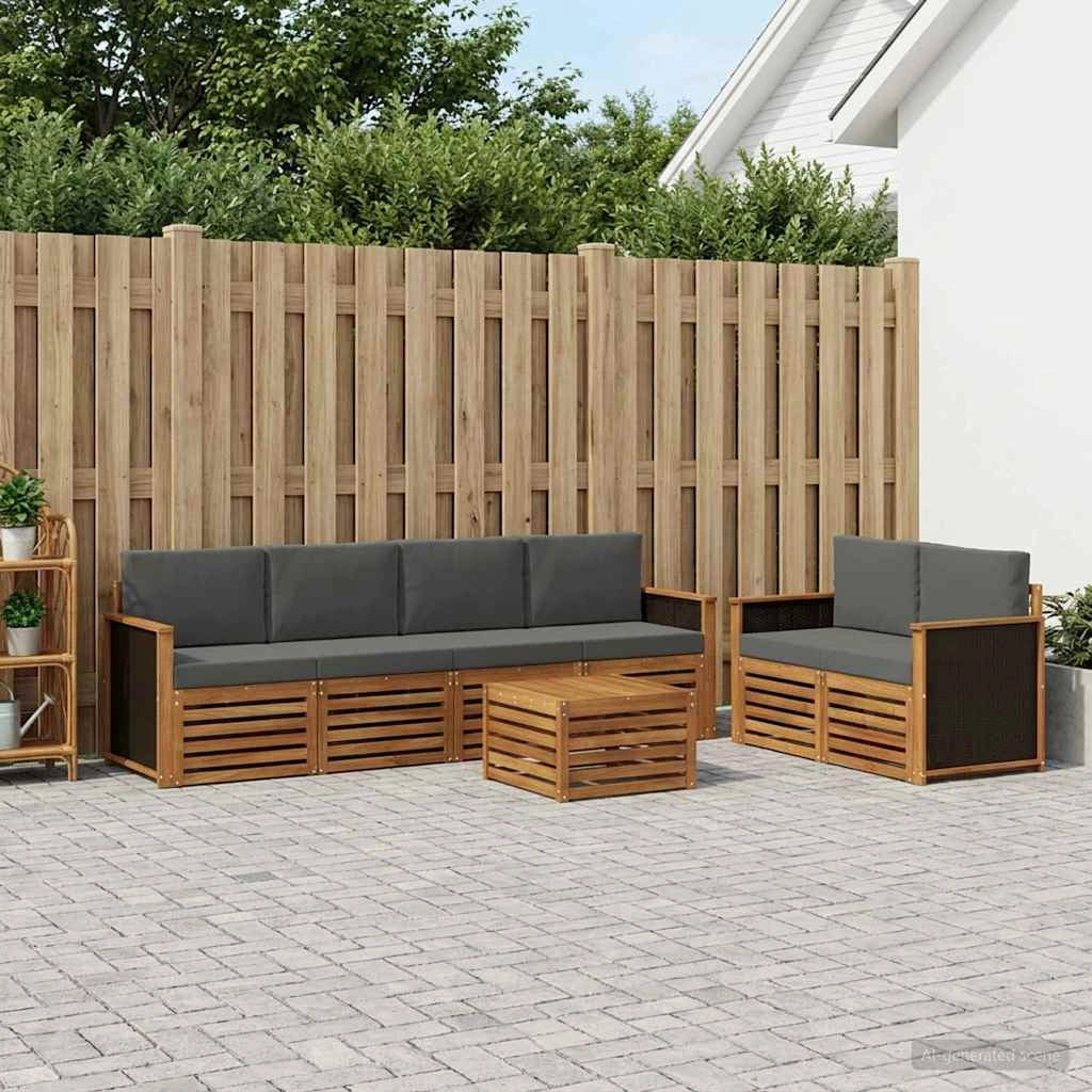Set di divani da esterno 7 pz Naturale e Antracite 3384043
