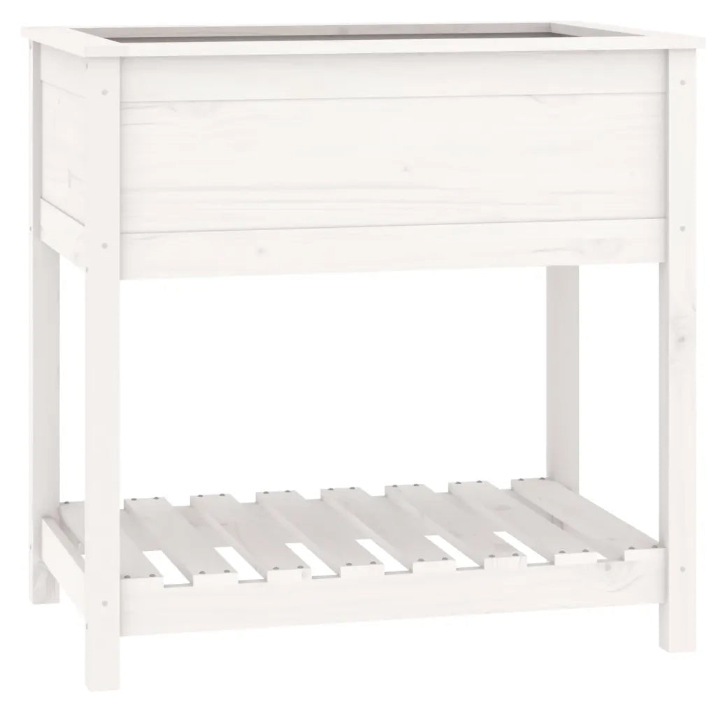 Fioriera con Mensola Bianca 82,5x54x81cm in Legno Massello Pino 823781