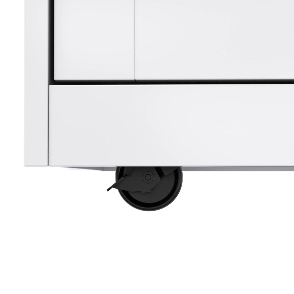 Carrello da cucina pieghevole 120×46(70)×91,5 cm, bianco e naturale, con ruote e gambe in legno